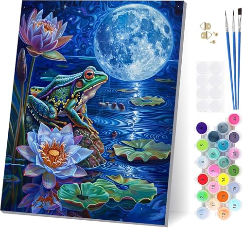 Malen Nach Zahlen Erwachsene Frosch, Malen Nach Zahlen Mond, DIY Set Erwachsene Mit 3 Pinseln und Acrylfarbe Knitterfreie Leinwand, Paint by Numbers für Deko Wohnzimmer und Wanddeko 80x110cm M-6574 Malen Nach Zahlen Erwachsene Frosch, Malen Nach Zahlen Mond, DIY Set Erwachsene Mit 3 Pinseln und Acrylfarbe Knitterfreie Leinwand, Paint by Numbers für Deko Wohnzimmer und Wanddeko 80x110cm M-6574 von LSPKKYOU