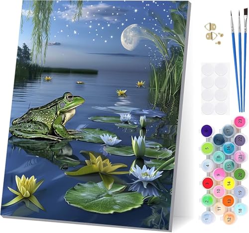 Malen Nach Zahlen Erwachsene Frosch, Malen Nach Zahlen Mond, DIY Set Erwachsene Mit 3 Pinseln und Acrylfarbe Knitterfreie Leinwand, Paint by Numbers für Deko Wohnzimmer und Wanddeko 90x120cm M-6703 Malen Nach Zahlen Erwachsene Frosch, Malen Nach Zahlen Mond, DIY Set Erwachsene Mit 3 Pinseln und Acrylfarbe Knitterfreie Leinwand, Paint by Numbers für Deko Wohnzimmer und Wanddeko 90x120cm M-6703 von LSPKKYOU