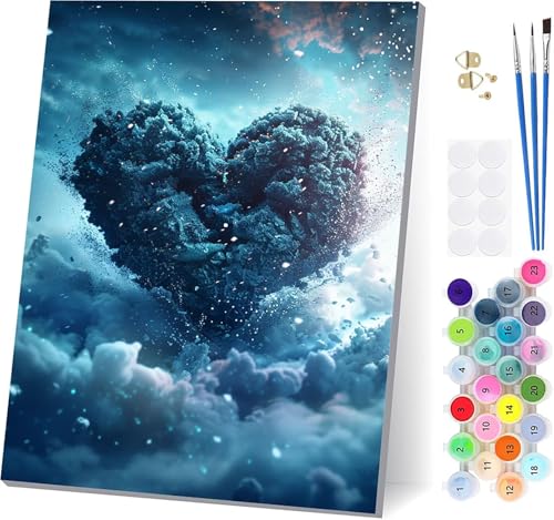 Malen Nach Zahlen Erwachsene Herz, Malen Nach Zahlen Wolke, DIY Set Erwachsene Mit 3 Pinseln und Acrylfarbe Knitterfreie Leinwand, Paint by Numbers für Deko Wohnzimmer und Wanddeko 100x130cm D-3009 Malen Nach Zahlen Erwachsene Herz, Malen Nach Zahlen Wolke, DIY Set Erwachsene Mit 3 Pinseln und Acrylfarbe Knitterfreie Leinwand, Paint by Numbers für Deko Wohnzimmer und Wanddeko 100x130cm D-3009 von LSPKKYOU