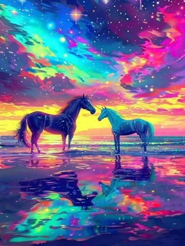 Malen Nach Zahlen Erwachsene Horse Malen Nach Zahlen, Paint by Numbers Adult Landschaft, DIY Set Erwachsene Handgemalt Ölgemälde mit Pinseln und Acrylfarben, für Deko Wohnzimmer 60x70 cm J-3720 von LSPKKYOU