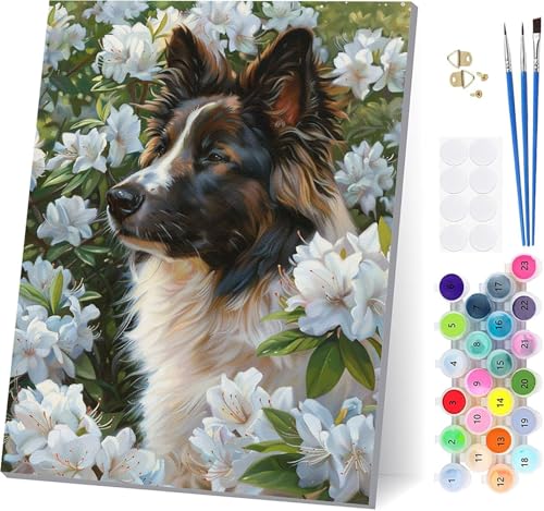 Malen Nach Zahlen Erwachsene Hund, Malen Nach Zahlen Blume, DIY Set Erwachsene Mit 3 Pinseln und Acrylfarbe Knitterfreie Leinwand, Paint by Numbers für Deko Wohnzimmer und Wanddeko 40x50cm 0-8670 Malen Nach Zahlen Erwachsene Hund, Malen Nach Zahlen Blume, DIY Set Erwachsene Mit 3 Pinseln und Acrylfarbe Knitterfreie Leinwand, Paint by Numbers für Deko Wohnzimmer und Wanddeko 40x50cm 0-8670 von LSPKKYOU