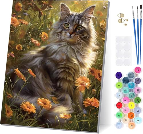 Malen Nach Zahlen Erwachsene Katze, Malen Nach Zahlen Blume, DIY Set Erwachsene Mit 3 Pinseln und Acrylfarbe Knitterfreie Leinwand, Paint by Numbers für Deko Wohnzimmer und Wanddeko 60x80cm 8-4998 Malen Nach Zahlen Erwachsene Katze, Malen Nach Zahlen Blume, DIY Set Erwachsene Mit 3 Pinseln und Acrylfarbe Knitterfreie Leinwand, Paint by Numbers für Deko Wohnzimmer und Wanddeko 60x80cm 8-4998 von LSPKKYOU