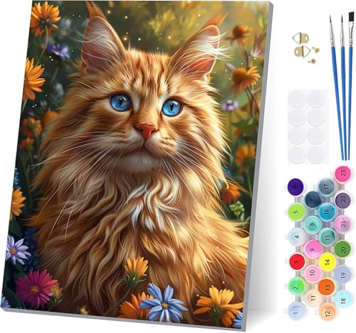 Malen Nach Zahlen Erwachsene Katze, Malen Nach Zahlen Blume, DIY Set Erwachsene Mit 3 Pinseln und Acrylfarbe Knitterfreie Leinwand, Paint by Numbers für Deko Wohnzimmer und Wanddeko 80x110cm X-8216 Malen Nach Zahlen Erwachsene Katze, Malen Nach Zahlen Blume, DIY Set Erwachsene Mit 3 Pinseln und Acrylfarbe Knitterfreie Leinwand, Paint by Numbers für Deko Wohnzimmer und Wanddeko 80x110cm X-8216 von LSPKKYOU