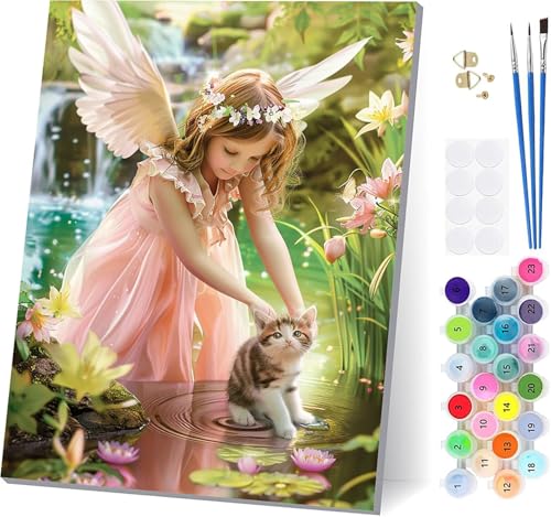 Malen Nach Zahlen Erwachsene Katze, Malen Nach Zahlen Engel, DIY Set Erwachsene Mit 3 Pinseln und Acrylfarbe Knitterfreie Leinwand, Paint by Numbers für Deko Wohnzimmer und Wanddeko 90x120cm E-9665 Malen Nach Zahlen Erwachsene Katze, Malen Nach Zahlen Engel, DIY Set Erwachsene Mit 3 Pinseln und Acrylfarbe Knitterfreie Leinwand, Paint by Numbers für Deko Wohnzimmer und Wanddeko 90x120cm E-9665 von LSPKKYOU