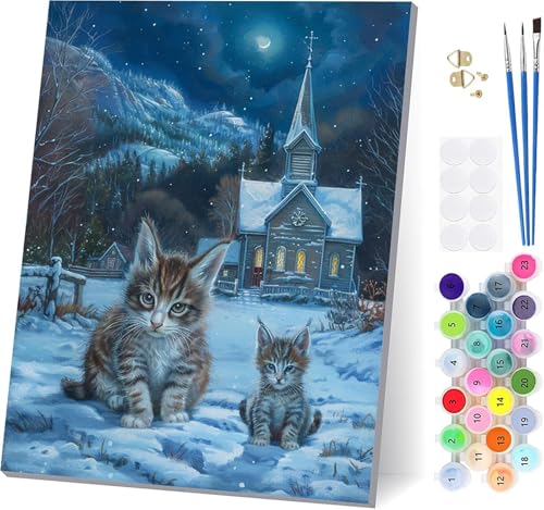 Malen Nach Zahlen Erwachsene Katze, Malen Nach Zahlen Schneeszene, DIY Set Erwachsene Mit 3 Pinseln und Acrylfarbe Knitterfreie Leinwand, Paint by Numbers für Deko Wohnzimmer Geschenke 60x80cm T-1875 Malen Nach Zahlen Erwachsene Katze, Malen Nach Zahlen Schneeszene, DIY Set Erwachsene Mit 3 Pinseln und Acrylfarbe Knitterfreie Leinwand, Paint by Numbers für Deko Wohnzimmer Geschenke 60x80cm T-1875 von LSPKKYOU