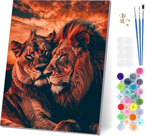 Malen Nach Zahlen Erwachsene LöWe, Malen Nach Zahlen Tier, DIY Set Erwachsene Mit 3 Pinseln und Acrylfarbe Knitterfreie Leinwand, Paint by Numbers für Deko Wohnzimmer und Wanddeko 80x110cm O-2307 Malen Nach Zahlen Erwachsene LöWe, Malen Nach Zahlen Tier, DIY Set Erwachsene Mit 3 Pinseln und Acrylfarbe Knitterfreie Leinwand, Paint by Numbers für Deko Wohnzimmer und Wanddeko 80x110cm O-2307 von LSPKKYOU