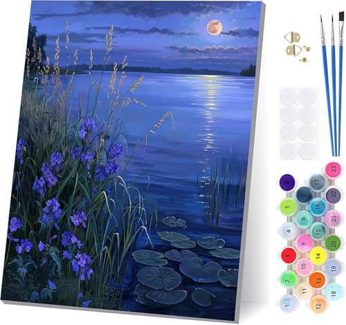 Malen Nach Zahlen Erwachsene Mond, Malen Nach Zahlen Blume, DIY Set Erwachsene Mit 3 Pinseln und Acrylfarbe Knitterfreie Leinwand, Paint by Numbers für Deko Wohnzimmer und Wanddeko 50x65cm 4-4161 Malen Nach Zahlen Erwachsene Mond, Malen Nach Zahlen Blume, DIY Set Erwachsene Mit 3 Pinseln und Acrylfarbe Knitterfreie Leinwand, Paint by Numbers für Deko Wohnzimmer und Wanddeko 50x65cm 4-4161 von LSPKKYOU