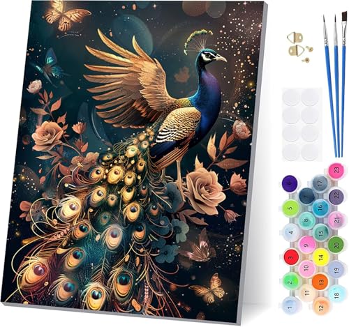 Malen Nach Zahlen Erwachsene Pfau, Malen Nach Zahlen Blume, DIY Set Erwachsene Mit 3 Pinseln und Acrylfarbe Knitterfreie Leinwand, Paint by Numbers für Deko Wohnzimmer und Wanddeko 80x110cm H-2947 Malen Nach Zahlen Erwachsene Pfau, Malen Nach Zahlen Blume, DIY Set Erwachsene Mit 3 Pinseln und Acrylfarbe Knitterfreie Leinwand, Paint by Numbers für Deko Wohnzimmer und Wanddeko 80x110cm H-2947 von LSPKKYOU