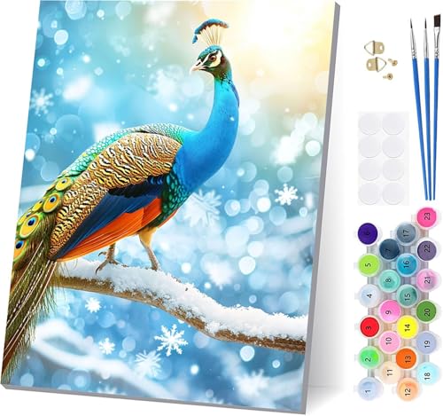 Malen Nach Zahlen Erwachsene Pfau, Malen Nach Zahlen Schneeszene, DIY Set Erwachsene Mit 3 Pinseln und Acrylfarbe Knitterfreie Leinwand, Paint by Numbers für Deko Wohnzimmer Geschenke 80x110cm W-1031 Malen Nach Zahlen Erwachsene Pfau, Malen Nach Zahlen Schneeszene, DIY Set Erwachsene Mit 3 Pinseln und Acrylfarbe Knitterfreie Leinwand, Paint by Numbers für Deko Wohnzimmer Geschenke 80x110cm W-1031 von LSPKKYOU
