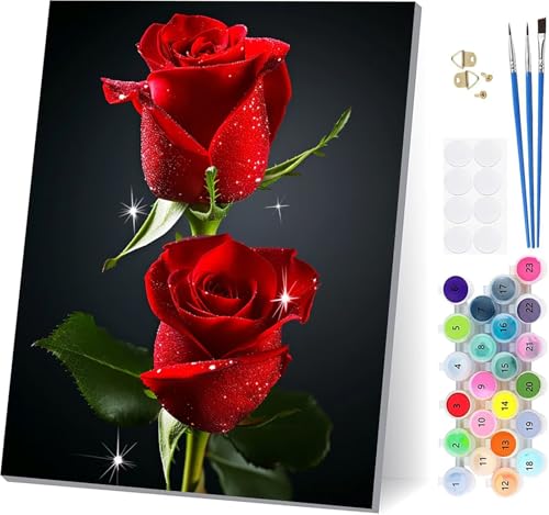 Malen Nach Zahlen Erwachsene Rose, Malen Nach Zahlen Blume, DIY Set Erwachsene Mit 3 Pinseln und Acrylfarbe Knitterfreie Leinwand, Paint by Numbers für Deko Wohnzimmer und Wanddeko 40x50cm 0-1797 Malen Nach Zahlen Erwachsene Rose, Malen Nach Zahlen Blume, DIY Set Erwachsene Mit 3 Pinseln und Acrylfarbe Knitterfreie Leinwand, Paint by Numbers für Deko Wohnzimmer und Wanddeko 40x50cm 0-1797 von LSPKKYOU