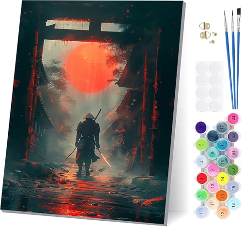 Malen Nach Zahlen Erwachsene Samurai, Malen Nach Zahlen Sonne, DIY Set Erwachsene Mit 3 Pinseln und Acrylfarbe Knitterfreie Leinwand, Paint by Numbers für Deko Wohnzimmer und Wanddeko 50x65cm C-6382 Malen Nach Zahlen Erwachsene Samurai, Malen Nach Zahlen Sonne, DIY Set Erwachsene Mit 3 Pinseln und Acrylfarbe Knitterfreie Leinwand, Paint by Numbers für Deko Wohnzimmer und Wanddeko 50x65cm C-6382 von LSPKKYOU