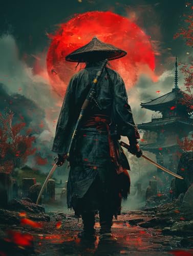 Malen Nach Zahlen Erwachsene Samurai Malen Nach Zahlen, Paint by Numbers Adult Sonne, DIY Set Erwachsene Handgemalt Ölgemälde mit Pinseln und Acrylfarben, für Deko Wohnzimmer 100x130 cm V-7119 von LSPKKYOU