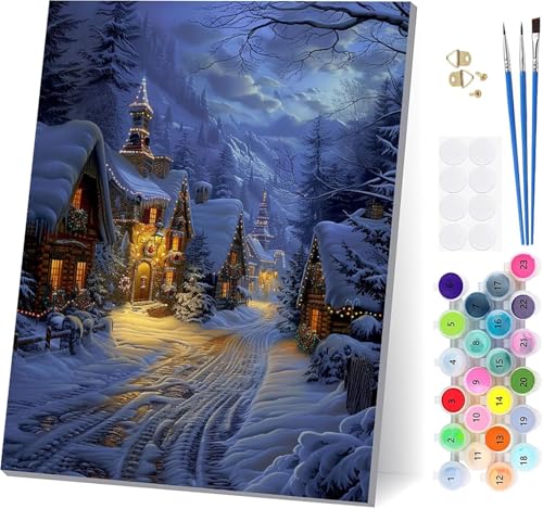 Malen Nach Zahlen Erwachsene Schneeszene, Malen Nach Zahlen Landschaft, DIY Set Erwachsene Mit 3 Pinseln und Acrylfarbe Knitterfreie Leinwand, Paint by Numbers für Deko Wohnzimmer 40x50cm 2-9021 Malen Nach Zahlen Erwachsene Schneeszene, Malen Nach Zahlen Landschaft, DIY Set Erwachsene Mit 3 Pinseln und Acrylfarbe Knitterfreie Leinwand, Paint by Numbers für Deko Wohnzimmer 40x50cm 2-9021 von LSPKKYOU