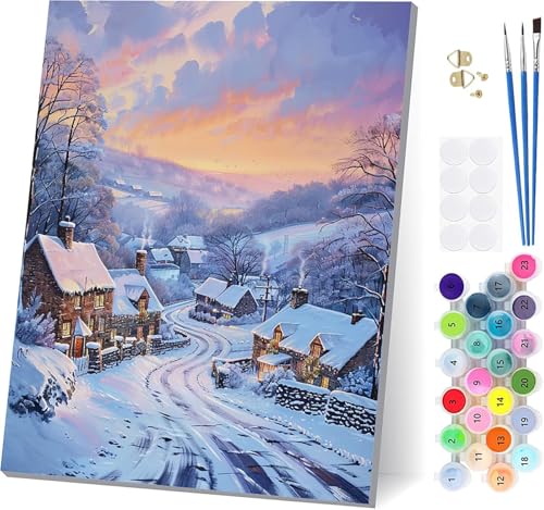 Malen Nach Zahlen Erwachsene Schneeszene, Malen Nach Zahlen Landschaft, DIY Set Erwachsene Mit 3 Pinseln und Acrylfarbe Knitterfreie Leinwand, Paint by Numbers für Deko Wohnzimmer 40x50cm K-4721 Malen Nach Zahlen Erwachsene Schneeszene, Malen Nach Zahlen Landschaft, DIY Set Erwachsene Mit 3 Pinseln und Acrylfarbe Knitterfreie Leinwand, Paint by Numbers für Deko Wohnzimmer 40x50cm K-4721 von LSPKKYOU