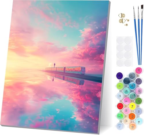 Malen Nach Zahlen Erwachsene Sky Realm, Malen Nach Zahlen Zug, DIY Set Erwachsene Mit 3 Pinseln und Acrylfarbe Knitterfreie Leinwand, Paint by Numbers für Deko Wohnzimmer und Wanddeko 90x120cm 2-6297 Malen Nach Zahlen Erwachsene Sky Realm, Malen Nach Zahlen Zug, DIY Set Erwachsene Mit 3 Pinseln und Acrylfarbe Knitterfreie Leinwand, Paint by Numbers für Deko Wohnzimmer und Wanddeko 90x120cm 2-6297 von LSPKKYOU