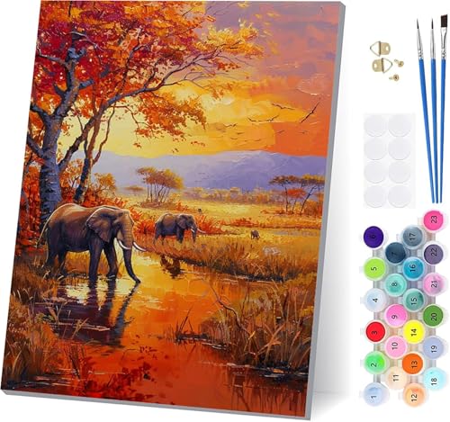 Malen Nach Zahlen Erwachsene Sonnenuntergang, Malen Nach Zahlen Elefant, DIY Set Erwachsene Mit 3 Pinseln und Acrylfarbe Knitterfreie Leinwand, Paint by Numbers für Deko Wohnzimmer 60x80cm N-8431 Malen Nach Zahlen Erwachsene Sonnenuntergang, Malen Nach Zahlen Elefant, DIY Set Erwachsene Mit 3 Pinseln und Acrylfarbe Knitterfreie Leinwand, Paint by Numbers für Deko Wohnzimmer 60x80cm N-8431 von LSPKKYOU