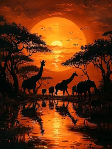 Malen Nach Zahlen Erwachsene Sonnenuntergang, Malen Nach Zahlen Tier, Paint by Numbers DIY Handgemalt Ölgemälde Kit Mit 3 Pinsel und Acrylfarbe, Deko Wohnzimmer und Zimmer Deko 40x50 cm 9-8187 Malen Nach Zahlen Erwachsene Sonnenuntergang, Malen Nach Zahlen Tier, Paint by Numbers DIY Handgemalt Ölgemälde Kit Mit 3 Pinsel und Acrylfarbe, Deko Wohnzimmer und Zimmer Deko 40x50 cm 9-8187 von LSPKKYOU