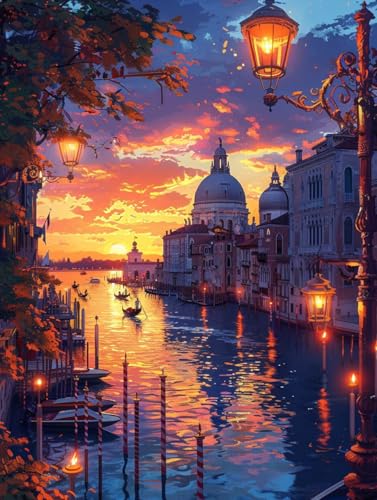 Malen Nach Zahlen Erwachsene Sonnenuntergang, Malen Nach Zahlen Venedig, Paint by Numbers DIY Handgemalt Ölgemälde Kit Mit 3 Pinsel und Acrylfarbe, Deko Wohnzimmer und Zimmer Deko 90x120 cm D-4820 Malen Nach Zahlen Erwachsene Sonnenuntergang, Malen Nach Zahlen Venedig, Paint by Numbers DIY Handgemalt Ölgemälde Kit Mit 3 Pinsel und Acrylfarbe, Deko Wohnzimmer und Zimmer Deko 90x120 cm D-4820 von LSPKKYOU