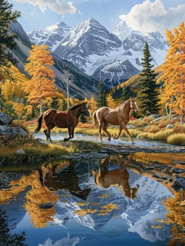 Malen Nach Zahlen Erwachsene Tier Malen Nach Zahlen, Paint by Numbers Adult Berg, DIY Set Erwachsene Handgemalt Ölgemälde mit Pinseln und Acrylfarben, für Deko Wohnzimmer Geschenke 70x95 cm G-6312 von LSPKKYOU