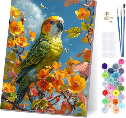 Malen Nach Zahlen Erwachsene Vogel, Malen Nach Zahlen Blume, DIY Set Erwachsene Mit 3 Pinseln und Acrylfarbe Knitterfreie Leinwand, Paint by Numbers für Deko Wohnzimmer und Wanddeko 100x130cm A-2007 von LSPKKYOU