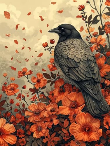 Malen Nach Zahlen Erwachsene Vogel, Malen Nach Zahlen Blume, Paint by Numbers DIY Handgemalt Ölgemälde Kit Mit 3 Pinsel und Acrylfarbe, Deko Wohnzimmer und Zimmer Deko, Geschenke 40x50 cm 0-4297 von LSPKKYOU