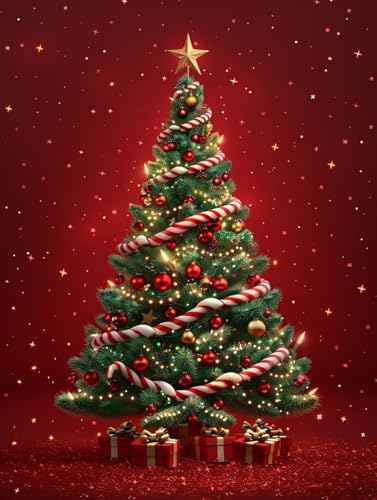 Malen Nach Zahlen Erwachsene Weihnachtsbaum, Malen Nach Zahlen Geschenk, Paint by Numbers DIY Handgemalt Ölgemälde Kit Mit 3 Pinsel und Acrylfarbe, Deko Wohnzimmer und Zimmer Deko 100x135 cm 0-7481 von LSPKKYOU