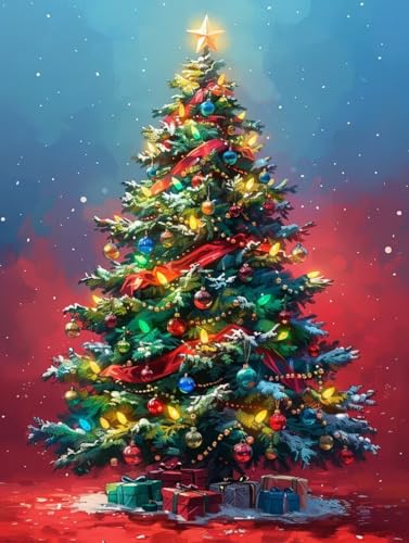 Malen Nach Zahlen Erwachsene Weihnachtsbaum, Malen Nach Zahlen Geschenk, Paint by Numbers DIY Handgemalt Ölgemälde Kit Mit 3 Pinsel und Acrylfarbe, Deko Wohnzimmer und Zimmer Deko 100x135 cm 4-5128 von LSPKKYOU