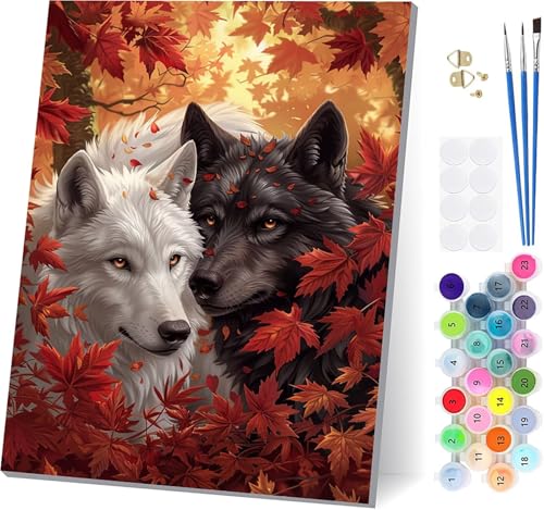 Malen Nach Zahlen Erwachsene Wolf, Malen Nach Zahlen BläTter, DIY Set Erwachsene Mit 3 Pinseln und Acrylfarbe Knitterfreie Leinwand, Paint by Numbers für Deko Wohnzimmer und Wanddeko 30x40cm 5-9869 Malen Nach Zahlen Erwachsene Wolf, Malen Nach Zahlen BläTter, DIY Set Erwachsene Mit 3 Pinseln und Acrylfarbe Knitterfreie Leinwand, Paint by Numbers für Deko Wohnzimmer und Wanddeko 30x40cm 5-9869 von LSPKKYOU