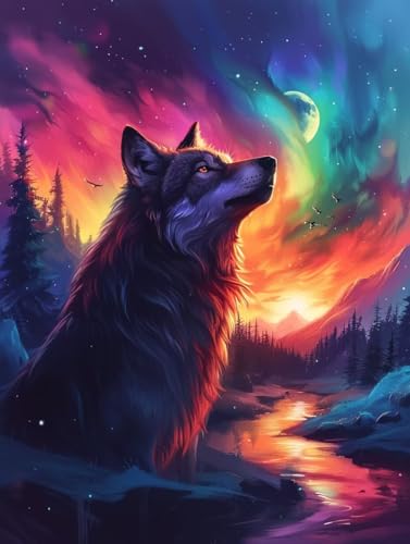 Malen Nach Zahlen Erwachsene Wolf, Malen Nach Zahlen Sonnenuntergang, Paint by Numbers DIY Handgemalt Ölgemälde Kit Mit 3 Pinsel und Acrylfarbe, Deko Wohnzimmer und Zimmer Deko 80x110 cm 4-7532 Malen Nach Zahlen Erwachsene Wolf, Malen Nach Zahlen Sonnenuntergang, Paint by Numbers DIY Handgemalt Ölgemälde Kit Mit 3 Pinsel und Acrylfarbe, Deko Wohnzimmer und Zimmer Deko 80x110 cm 4-7532 von LSPKKYOU