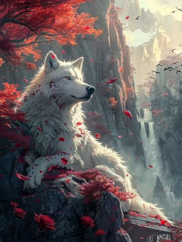Malen Nach Zahlen Erwachsene Wolf Malen Nach Zahlen, Paint by Numbers Adult Landschaft, DIY Set Erwachsene Handgemalt Ölgemälde mit Pinseln und Acrylfarben, für Deko Wohnzimmer 100x135 cm 4-7312 von LSPKKYOU