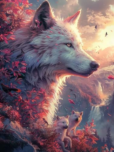Malen Nach Zahlen Erwachsene Wolf Malen Nach Zahlen, Paint by Numbers Adult Vogel, DIY Set Erwachsene Handgemalt Ölgemälde mit Pinseln und Acrylfarben, für Deko Wohnzimmer Geschenke 90x120 cm C-1242 von LSPKKYOU