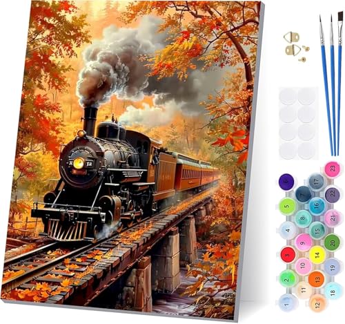 Malen Nach Zahlen Erwachsene Zug, Malen Nach Zahlen Landschaft, DIY Set Erwachsene Mit 3 Pinseln und Acrylfarbe Knitterfreie Leinwand, Paint by Numbers für Deko Wohnzimmer Geschenke 100x135cm 4-9586 Malen Nach Zahlen Erwachsene Zug, Malen Nach Zahlen Landschaft, DIY Set Erwachsene Mit 3 Pinseln und Acrylfarbe Knitterfreie Leinwand, Paint by Numbers für Deko Wohnzimmer Geschenke 100x135cm 4-9586 von LSPKKYOU