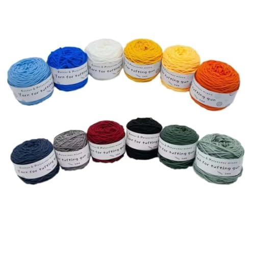 LSQXSS 12 x 100-g-Knäuel aus verschiedenen Tufting-Garnen, farbigem Poly- und Baumwollgarn, 8-fädigem Strick-Webgarn für Tufting-Pistole und Lochnadel, 5-mm-Häkelnadelgarn für Teppich/Pullover/Schal LSQXSS 12 x 100-g-Knäuel aus verschiedenen Tufting-Garnen, farbigem Poly- und Baumwollgarn, 8-fädigem Strick-Webgarn für Tufting-Pistole und Lochnadel, 5-mm-Häkelnadelgarn für Teppich/Pullover/Schal von LSQXSS