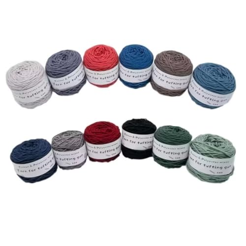 LSQXSS 12 x 100-g-Knäuel aus verschiedenen Tufting-Garnen, farbigem Poly- und Baumwollgarn, 8-fädigem Strick-Webgarn für Tufting-Pistole und Lochnadel, 5-mm-Häkelnadelgarn für Teppich/Pullover/Schal LSQXSS 12 x 100-g-Knäuel aus verschiedenen Tufting-Garnen, farbigem Poly- und Baumwollgarn, 8-fädigem Strick-Webgarn für Tufting-Pistole und Lochnadel, 5-mm-Häkelnadelgarn für Teppich/Pullover/Schal von LSQXSS