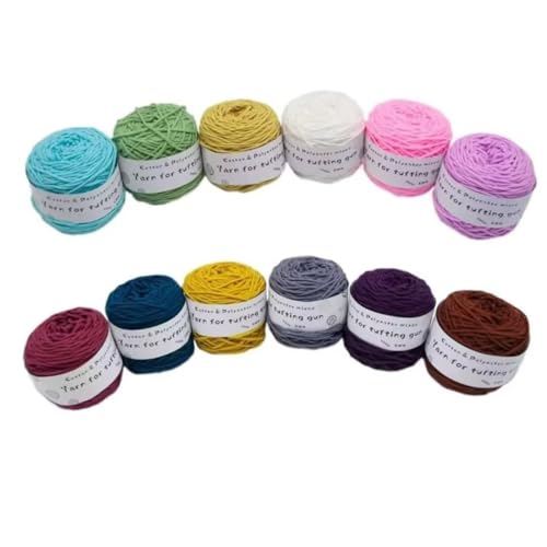 LSQXSS 12 x 100-g-Knäuel aus verschiedenen Tufting-Garnen, farbigem Poly- und Baumwollgarn, 8-fädigem Strick-Webgarn für Tufting-Pistole und Lochnadel, 5-mm-Häkelnadelgarn für Teppich/Pullover/Schal LSQXSS 12 x 100-g-Knäuel aus verschiedenen Tufting-Garnen, farbigem Poly- und Baumwollgarn, 8-fädigem Strick-Webgarn für Tufting-Pistole und Lochnadel, 5-mm-Häkelnadelgarn für Teppich/Pullover/Schal von LSQXSS