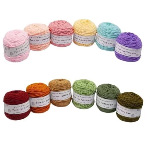 LSQXSS 12 x 190-g-Knäuel aus verschiedenen Tufting-Garnen, farbigem Poly- und Baumwollgarn, 8-fädigem Strick-Webgarn für Tufting-Pistole und Lochnadel, 5-mm-Häkelnadelgarn für Teppich/Pullover/Schal LSQXSS 12 x 190-g-Knäuel aus verschiedenen Tufting-Garnen, farbigem Poly- und Baumwollgarn, 8-fädigem Strick-Webgarn für Tufting-Pistole und Lochnadel, 5-mm-Häkelnadelgarn für Teppich/Pullover/Schal von LSQXSS