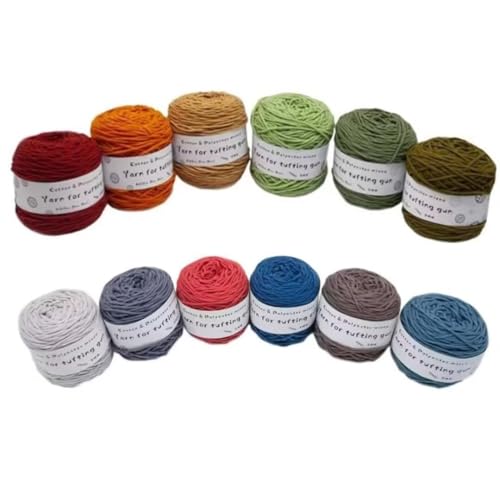 LSQXSS 12 x 190-g-Knäuel aus verschiedenen Tufting-Garnen, farbigem Poly- und Baumwollgarn, 8-fädigem Strick-Webgarn für Tufting-Pistole und Lochnadel, 5-mm-Häkelnadelgarn für Teppich/Pullover/Schal LSQXSS 12 x 190-g-Knäuel aus verschiedenen Tufting-Garnen, farbigem Poly- und Baumwollgarn, 8-fädigem Strick-Webgarn für Tufting-Pistole und Lochnadel, 5-mm-Häkelnadelgarn für Teppich/Pullover/Schal von LSQXSS