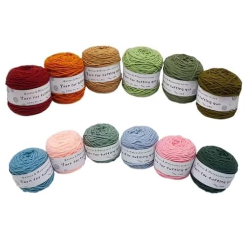 LSQXSS 12 x 190-g-Knäuel aus verschiedenen Tufting-Garnen, farbigem Poly- und Baumwollgarn, 8-fädigem Strick-Webgarn für Tufting-Pistole und Lochnadel, 5-mm-Häkelnadelgarn für Teppich/Pullover/Schal LSQXSS 12 x 190-g-Knäuel aus verschiedenen Tufting-Garnen, farbigem Poly- und Baumwollgarn, 8-fädigem Strick-Webgarn für Tufting-Pistole und Lochnadel, 5-mm-Häkelnadelgarn für Teppich/Pullover/Schal von LSQXSS
