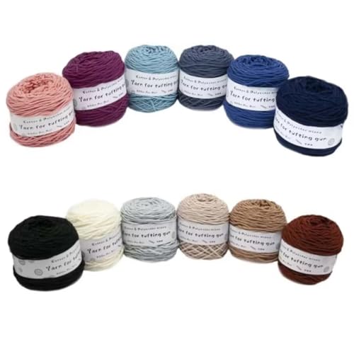 LSQXSS 12 x 190-g-Knäuel aus verschiedenen Tufting-Garnen, farbigem Poly- und Baumwollgarn, 8-fädigem Strick-Webgarn für Tufting-Pistole und Lochnadel, 5-mm-Häkelnadelgarn für Teppich/Pullover/Schal LSQXSS 12 x 190-g-Knäuel aus verschiedenen Tufting-Garnen, farbigem Poly- und Baumwollgarn, 8-fädigem Strick-Webgarn für Tufting-Pistole und Lochnadel, 5-mm-Häkelnadelgarn für Teppich/Pullover/Schal von LSQXSS