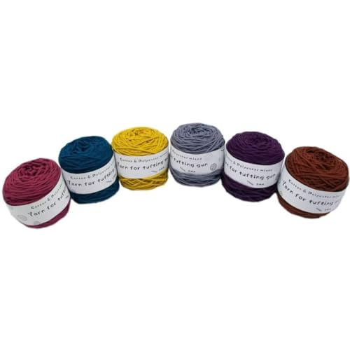 LSQXSS 6 x 100-g-Knäuel aus verschiedenen Tufting-Garnen, farbigem Poly- und Baumwollgarn, 8-fädigem Strick-Webgarn für Tufting-Pistole und Lochnadel, 5-mm-Häkelnadelgarn für Teppich/Pullover/Schal LSQXSS 6 x 100-g-Knäuel aus verschiedenen Tufting-Garnen, farbigem Poly- und Baumwollgarn, 8-fädigem Strick-Webgarn für Tufting-Pistole und Lochnadel, 5-mm-Häkelnadelgarn für Teppich/Pullover/Schal von LSQXSS