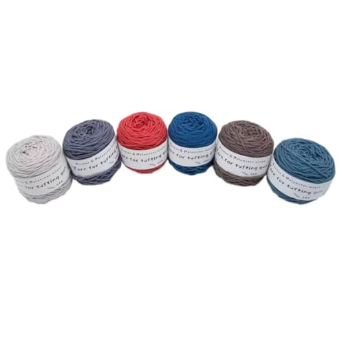 LSQXSS 6 x 100-g-Knäuel aus verschiedenen Tufting-Garnen, farbigem Poly- und Baumwollgarn, 8-fädigem Strick-Webgarn für Tufting-Pistole und Lochnadel, 5-mm-Häkelnadelgarn für Teppich/Pullover/Schal LSQXSS 6 x 100-g-Knäuel aus verschiedenen Tufting-Garnen, farbigem Poly- und Baumwollgarn, 8-fädigem Strick-Webgarn für Tufting-Pistole und Lochnadel, 5-mm-Häkelnadelgarn für Teppich/Pullover/Schal von LSQXSS