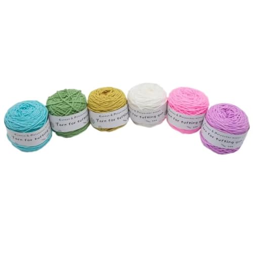 LSQXSS 6 x 100-g-Knäuel aus verschiedenen Tufting-Garnen, farbigem Poly- und Baumwollgarn, 8-fädigem Strick-Webgarn für Tufting-Pistole und Lochnadel, 5-mm-Häkelnadelgarn für Teppich/Pullover/Schal LSQXSS 6 x 100-g-Knäuel aus verschiedenen Tufting-Garnen, farbigem Poly- und Baumwollgarn, 8-fädigem Strick-Webgarn für Tufting-Pistole und Lochnadel, 5-mm-Häkelnadelgarn für Teppich/Pullover/Schal von LSQXSS