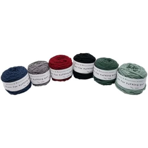 LSQXSS 6 x 100-g-Knäuel aus verschiedenen Tufting-Garnen, farbigem Poly- und Baumwollgarn, 8-fädigem Strick-Webgarn für Tufting-Pistole und Lochnadel, 5-mm-Häkelnadelgarn für Teppich/Pullover/Schal LSQXSS 6 x 100-g-Knäuel aus verschiedenen Tufting-Garnen, farbigem Poly- und Baumwollgarn, 8-fädigem Strick-Webgarn für Tufting-Pistole und Lochnadel, 5-mm-Häkelnadelgarn für Teppich/Pullover/Schal von LSQXSS
