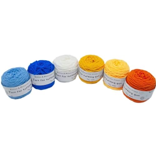 LSQXSS 6 x 100-g-Knäuel aus verschiedenen Tufting-Garnen, farbigem Poly- und Baumwollgarn, 8-fädigem Strick-Webgarn für Tufting-Pistole und Lochnadel, 5-mm-Häkelnadelgarn für Teppich/Pullover/Schal LSQXSS 6 x 100-g-Knäuel aus verschiedenen Tufting-Garnen, farbigem Poly- und Baumwollgarn, 8-fädigem Strick-Webgarn für Tufting-Pistole und Lochnadel, 5-mm-Häkelnadelgarn für Teppich/Pullover/Schal von LSQXSS