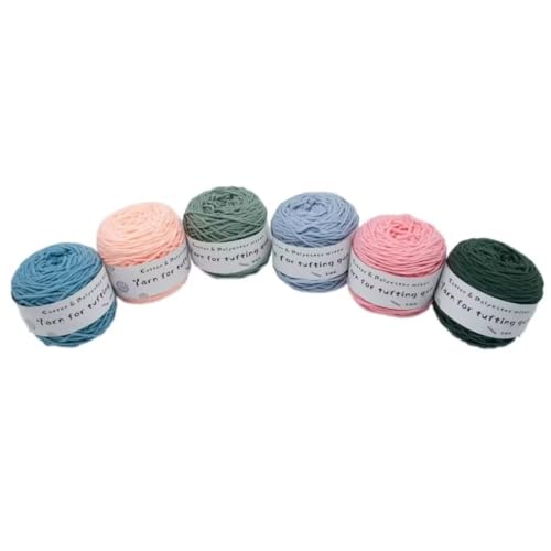 LSQXSS 6 x 100-g-Knäuel aus verschiedenen Tufting-Garnen, farbigem Poly- und Baumwollgarn, 8-fädigem Strick-Webgarn für Tufting-Pistole und Lochnadel, 5-mm-Häkelnadelgarn für Teppich/Pullover/Schal LSQXSS 6 x 100-g-Knäuel aus verschiedenen Tufting-Garnen, farbigem Poly- und Baumwollgarn, 8-fädigem Strick-Webgarn für Tufting-Pistole und Lochnadel, 5-mm-Häkelnadelgarn für Teppich/Pullover/Schal von LSQXSS