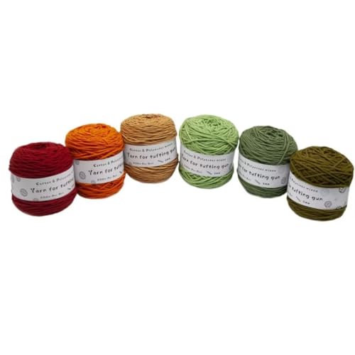 LSQXSS 6 x 190-g-Knäuel aus verschiedenen Tufting-Garnen, farbigem Poly- und Baumwollgarn, 8-fädigem Strick-Webgarn für Tufting-Pistole und Lochnadel, 5-mm-Häkelnadelgarn für Teppich/Pullover/Schal LSQXSS 6 x 190-g-Knäuel aus verschiedenen Tufting-Garnen, farbigem Poly- und Baumwollgarn, 8-fädigem Strick-Webgarn für Tufting-Pistole und Lochnadel, 5-mm-Häkelnadelgarn für Teppich/Pullover/Schal von LSQXSS