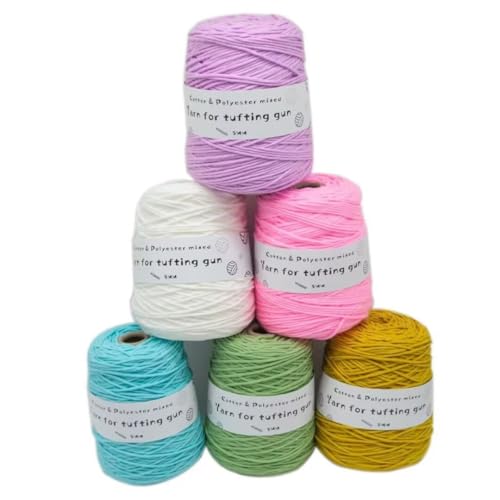 LSQXSS 6 x 458-g-Knäuel aus verschiedenen Tufting-Garnen, farbigem Poly- und Baumwollgarn, 8-fädigem Strick-Webgarn für Tufting-Pistole und Lochnadel, 5-mm-Häkelnadelgarn für Teppich/Pullover/Schal LSQXSS 6 x 458-g-Knäuel aus verschiedenen Tufting-Garnen, farbigem Poly- und Baumwollgarn, 8-fädigem Strick-Webgarn für Tufting-Pistole und Lochnadel, 5-mm-Häkelnadelgarn für Teppich/Pullover/Schal von LSQXSS