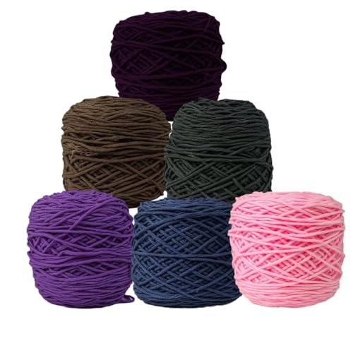 LSQXSS Häkelgarn, Wolle zum Stricken, Tuften, Baumwoll-Polyester-Mischgarn zum Tuften, 190 g Knäuel aus sortiertem Strickgarn-Set, handgefertigtes Tuftinggarn für Teppiche, 200 m/Knäuel LSQXSS Häkelgarn, Wolle zum Stricken, Tuften, Baumwoll-Polyester-Mischgarn zum Tuften, 190 g Knäuel aus sortiertem Strickgarn-Set, handgefertigtes Tuftinggarn für Teppiche, 200 m/Knäuel von LSQXSS