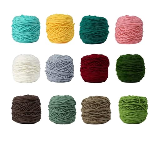 LSQXSS Häkelgarn, Wolle zum Stricken, Tuften, Baumwoll-Polyester-Mischgarn zum Tuften, 190 g Knäuel aus sortiertem Strickgarn-Set, handgefertigtes Tuftinggarn für Teppiche, 200 m/Knäuel von LSQXSS