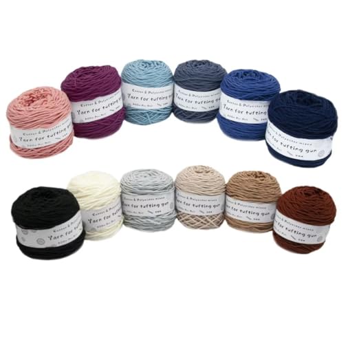 LSQXSS Rug Kits DIY Häkelgarn, professionelles Garn für Tuftingpistolen, Mischgarn aus Baumwolle und Polyester, 12 x 458 g Garnknäuel, starke Zähigkeit, kein Ausbleichen, waschbar, 400 m pro Knäuel LSQXSS Rug Kits DIY Häkelgarn, professionelles Garn für Tuftingpistolen, Mischgarn aus Baumwolle und Polyester, 12 x 458 g Garnknäuel, starke Zähigkeit, kein Ausbleichen, waschbar, 400 m pro Knäuel von LSQXSS